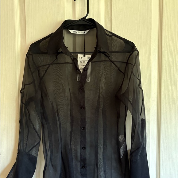 Zara Sheer Black Blouse - Picture 4 of 6